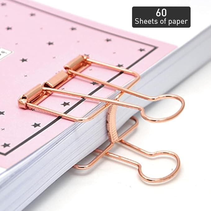 Hollow Out Bronze 3/4 Inch Micro Binder Clips - 36 Pack, Capacity 0.31 Inch, Office Clips, Fold Clamp for Small Paper & Binder