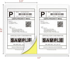[100 Sheets; 200 Labels] Half Sheet Self Adhesive Shipping Label for Laser & Inkjet Printers, 2 Per Page Self Adhesive Mailing Labels – White 8.5'' x 5.5''