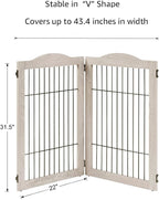 unipaws 44" Wide Dog Gate and Extension Kit, Free Standing Pet Gate, Wooden Dog Gates for Stairs, Doorway, Indoor Safety Fence for Dogs, 31.5" Height, Weathered Grey