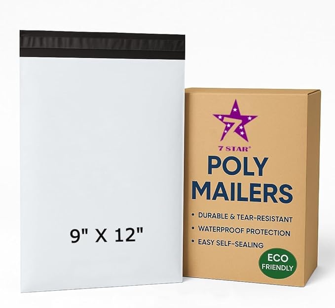 7STAR 9x12 Poly Mailers – Self-Sealing Shipping Envelopes, Tear-Resistant Waterproof Mailing Bags, 2.75 Mil Thick – Available in 1000 or 2000 Count (White, 9" x 12", 2000, Count, 1)