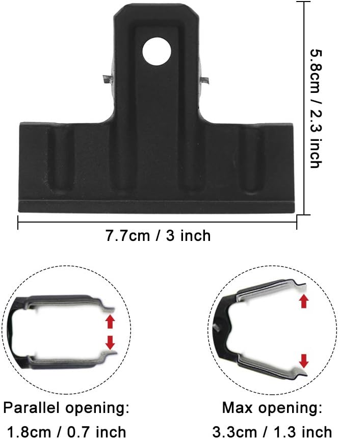 Coideal Black Large Bull Clips Thickened, 10 Pcs 3 Inch Long Metal Binder Paper Clip Clamps for Office Kitchen, Drawing Board, Art Crafts (77 mm)