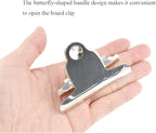 HAHIYO 2.95 Inches Metal Silver Clipboard Clips Butterfly-Shaped Clipboard Hardware Secure Grip Mountable Sturdy Springs with Rivets Document File Wood Plastic Clips Board for Office School Home, 3P