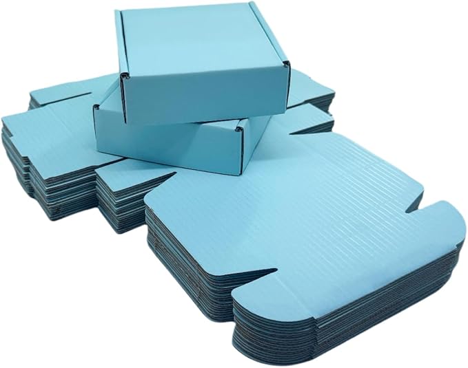 15 Pcs 6 x 6 x 2 inches Corrugated Cardboard Gift Boxes Recyclable Shipping Boxes for Mailing & Holidays, Wedding, Birthday, Gifts Packaging (Sky Blue, 6 x 6 x 2")
