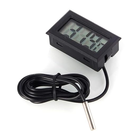 Black Digital LCD Thermometer Temperature Monitor with External Probe for Fridge Freezer Refrigerator Aquarium (Fahrenheit) (6pcs)