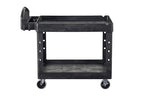 Rubbermaid Commercial Products 2-Shelf Utility/Service Cart, Medium, Black, Lipped Shelves, Ergonomic Handle, 500 Lbs Capacity, forfor Warehouse/Garage/Cleaning/Manufacturing