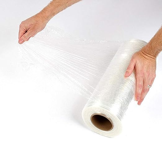 APQ 4 rolls of Cast Hand Stretch Film 12" x 1500'. Hand Stretch Wrap, 80 Gauge Thickness. Excellent Tear Resistance. Clear Residue Free Film for Moving, Shipping, Wrapping. Industrial Grade Cast Film.