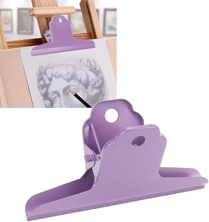 2PCS Extra Large Binder Clips Metal Bulldog Clips Large Paper Clamps Holder Chip Clips for Home School Office Drawing Bag Purple 4inch