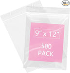 iMailer - 500 Pcs- 9" x 12" Clear Zip Bags - Reclosable Plastic Zip Poly Bags for A4, Letter Sized Documents, Clothing