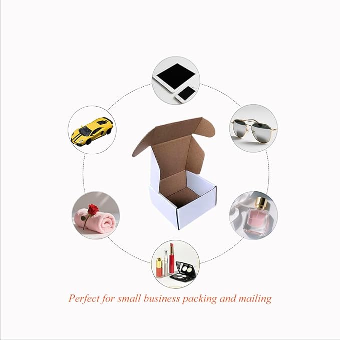 Shipping Boxes Corrugated Cardboard Mailer Boxes Literature Mailer for Packaging Small Business Craft Gifts Giving Products (White, 4x4x2)