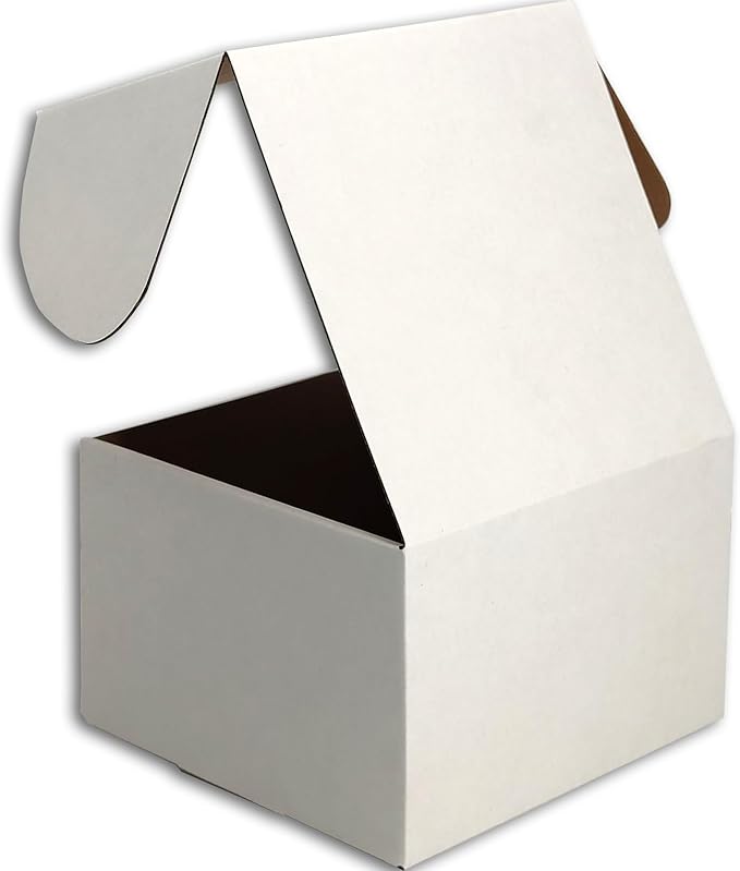 6x6x4 inches Small Shipping Boxes Set of 25 - White Mailer Corrugated Cardboard Boxes for Shipping Packaging Mailing Products