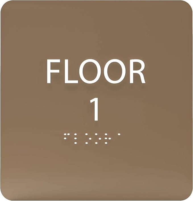 Modern Olive ADA Floor 1 Sign with Braille – Made from Durable Acrylic and Ready to Mount