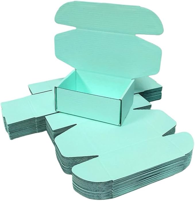 50 Pcs 4.3 x 3.1 x 2 inches Mini Size Corrugated Cardboard Gift Boxes Recyclable Shipping Boxes for Packing Jewelry Ornament Gift Craft Packaging Supplier (Mint green, 4.3 x 3.1 x 2")