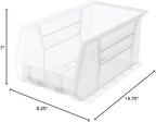 Akro-Mils 30240 AkroBins Plastic Storage Bins, Space-Saving Stackable Bins for Garage, Pantry, Craft Organization, 15-Inch x 8-Inch x 7-Inch, Clear, 12-Pack