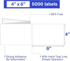 ESSENTIAL Fanfold 4" X 6" Direct Thermal Shipping Labels with Perforations, 5000 Labels, Permanent Adhesive - Compatible with Rollo & Zebra Printer