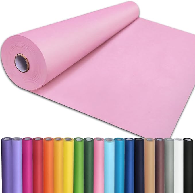 PerkHomy 24" x 2,400" (200') Light Pink Kraft Paper Roll for Craft Bulletin Board Paper Art Table Covering Crafting Gift Wrapping Bouquet Packing Parcel 80GSM 55LB (Light Pink, 24" x 200')