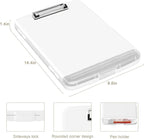 Piasoenc Clipboard with Storage, 8.5 x 11 Organization Box with Pen Holder and A4 Legal Paper Folder, Folio & Side-Opening, Low Profile Clip,for Nurses,Teachers, Size 14 x 9.6 x 1.2 in, White