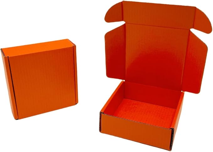 15 Pcs 4.7 x 4.7 x 1.6 Inches Mini Size Corrugated Cardboard Gift Boxes Recyclable Shipping Boxes for Packing Jewelry Ornament Gift Craft Packaging Supplier (Orange Red, 4.7 x 4.7 x 1.6")