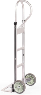 HaulPro Heavy Duty Hand Truck with Vertical Loop Handle - Aluminum Carts with Wheels - 500 Pound Capacity - 8" Wheels 52.25" H x 17.5" W with 17.75" x 9.5" Diecast Nose Plate