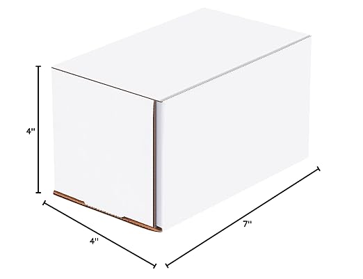 Box USA BM744 7"L x 4"W x 4"H, White (Pack of 50)