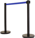 VIP Crowd Control Retractable Belt Queue Safety Stanchion Barrier Set, 36" Ht, 78" Blue Belt (2 Posts)
