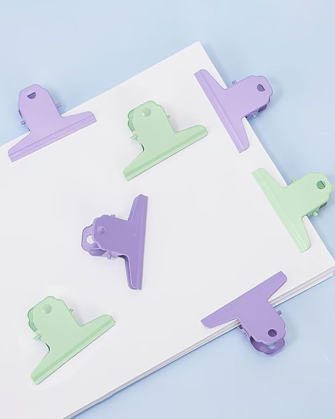 2PCS Extra Large Binder Clips Metal Bulldog Clips Large Paper Clamps Holder Chip Clips for Home School Office Drawing Bag Purple 3inch