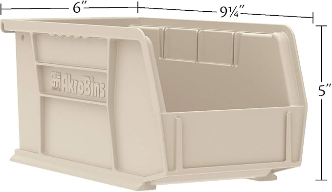 Akro-Mils 30237 AkroBins Plastic Storage Bins, Space-Saving Stackable Bins for Garage, Pantry, Craft Organization, 9-" x 6-" x 5-", Clear, 12-Pack