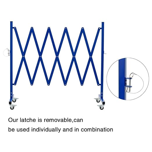 GYMTIME Expandable Metal Barricade, Portable Safety Barrier with Casters, Flexible Mobile Barrier Gate, Adjustable Temporary Fence for Garden Indoor,Airport,School, 8 Feet, Blue