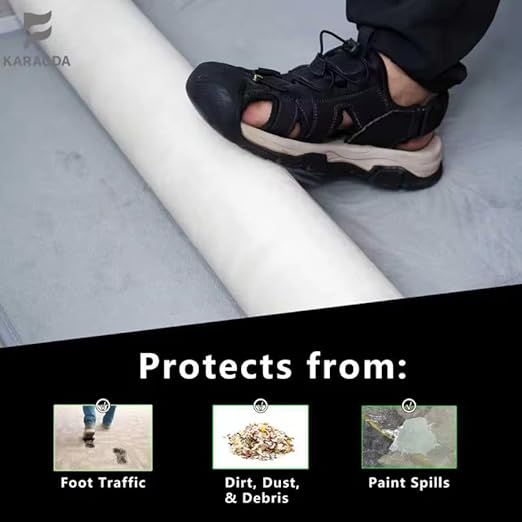 24” x 250 ft Carpet Protection Film – Heavy-Duty Clear Self-Adhesive Floor Protector for Moving, Painting & Construction