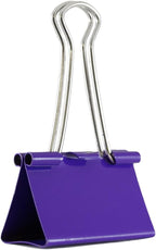 JAM PAPER Colorful Binder Clips - Large - 1 1/2 Inch (41 mm) - Purple Binderclips - 12/Pack