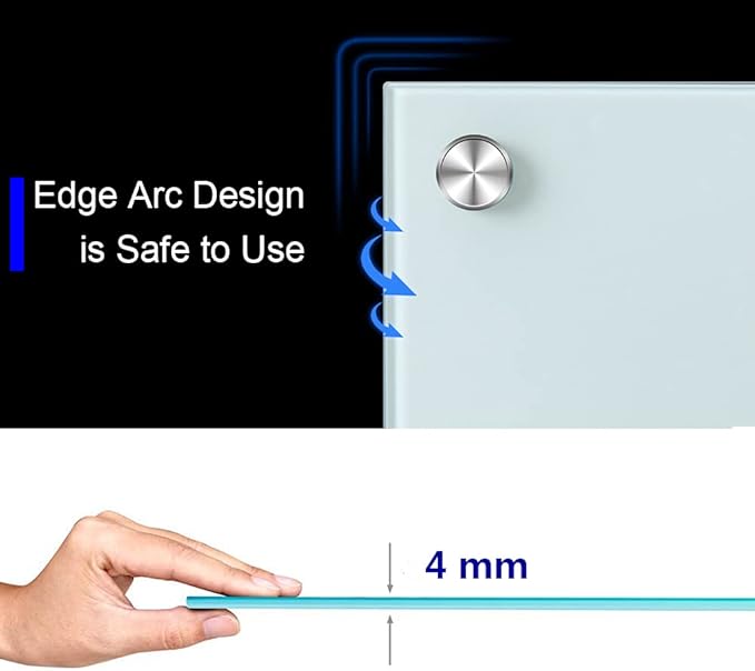 Magnetic Glass Whiteboard 48x36 Inches, Large Tempered Glass Dry Erase Board with Frameless Mounting, Premium Wall-Mounted Whiteboard for Office, Conference Room, Classroom & Home