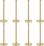 8PCS Stanchion Posts with 6 Red Velvet Ropes, Crowd Control Barriers with Weighted Base, Stainless Steel Queue Poles for Events, Parties, Museums, Red Carpet, Theaters, and Hotels