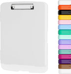 Piasoenc Clipboard with Storage, 8.5 x 11 Organization Box with Pen Holder and A4 Legal Paper Folder, Folio & Side-Opening, Low Profile Clip,for Nurses,Teachers, Size 14 x 9.6 x 1.2 in, White