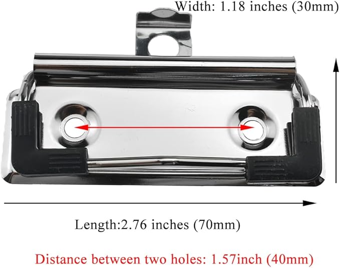 HAHIYO 2.76 Inches Silver Metal Clipboard Clips with Rubber Grips 7 Pack Mountable Sturdy Strong Springs with Rivets Document File Wood Plastic Clips Board for Office School Home