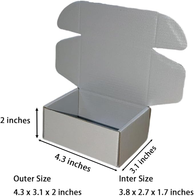 50 Pcs 4.3 x 3.1 x 2 inches Mini Size Corrugated Cardboard Gift Boxes Recyclable Shipping Boxes for Packing Jewelry Ornament Gift Craft Packaging Supplier (Silver, 4.3 x 3.1 x 2")