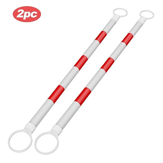 RoadHero 2 Pack 4 FT to 6.9 FT Retractable Cone Bar, Expandable Traffic Cone Bars for Parking Lots, Extendable Barricade for Road Construction, White and Red, Cone Not Included