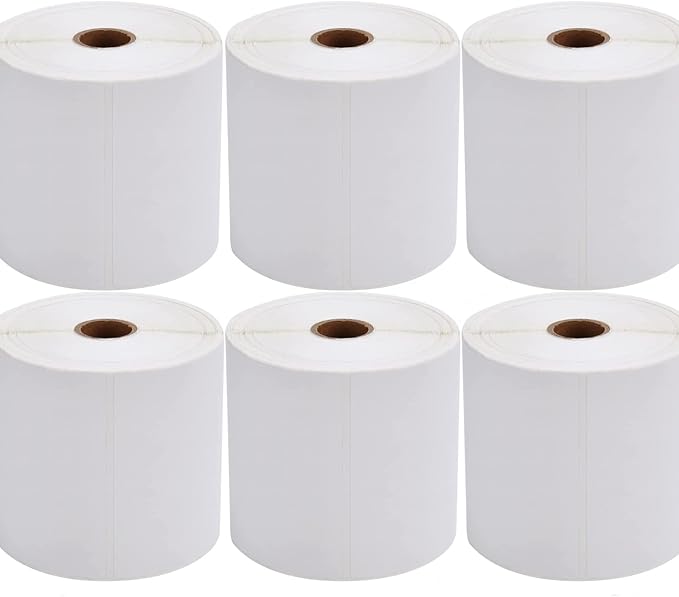 9527 Product 4x6 Direct Thermal Shipping Labels for Zebra 2844 ZP-450 ZP-500 ZP-505,Blank,450 Labels/Roll, 1" Core,Total 6 Rolls
