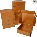 15 Pcs 6 x 6 x 2 inches Corrugated Cardboard Gift Boxes Recyclable Shipping Boxes for Mailing & Holidays, Wedding, Birthday, Gifts Packaging (Copper, 6 x 6 x 2")