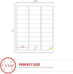 [100Sheet, 3000 Labels] Address Mailing Shipping Amazon FBA Barcode Labels 1 x 2 5/8 for Laser/Inkjet Printer, 30-up Return Address Labels Name Tag Stickers for School Supplies