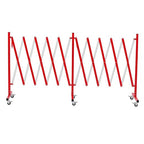 GYMTIME Industrial Expandable Metal Barricade, 16 Feet, Red and White, Easily Assembled Safety Barrier with Casters, Flexible Mobile Barrier Gate, Adjustable Traffic Fence