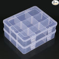 2 Pcs 9 Grids Clear Organizer Box Plastic Storage Container with Adjustable Dividers for Electronics Jewelry Beads Art DIY Crafts Fishing Small Parts