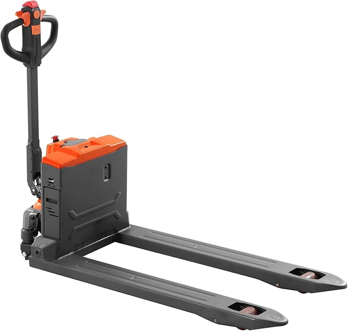 T Tory Carrier Electric Pallet Jack Truck 3300lbs Capacity Lithium Electric Pallet Trucks 48" x27" Forks Li-ion Battery Lift for Narrow Spaces, Easy Battery Replacement-Orange