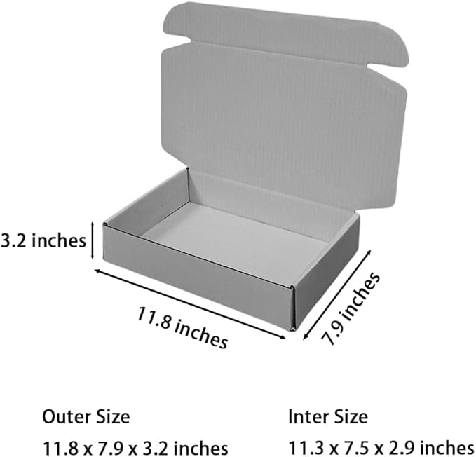 10 Pcs 11.8 x 7.9 x 3.2 inches Corrugated Cardboard Gift Boxes Recyclable Shipping Boxes for Mailing & Holidays, Wedding, Birthday, Gifts Packaging (Gray, 11.8 x 7.9 x 3.2")
