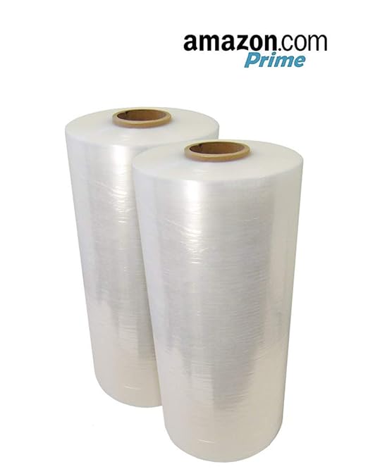 APQ 4 rolls of Cast Hand Stretch Film 15" x 1500'. Hand Stretch Wrap, 80 Gauge Thickness. Excellent Tear Resistance. Clear Residue Free Film for Moving, Shipping, Wrapping. Industrial Grade Cast Film.