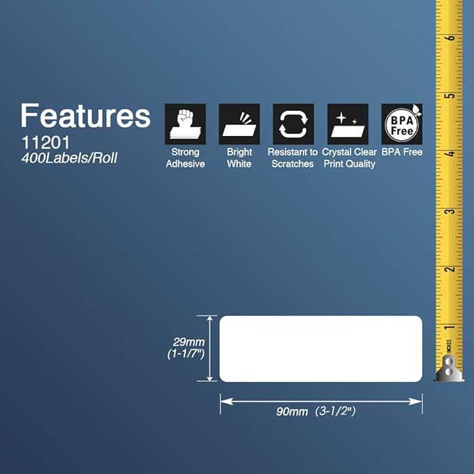 BETCKEY - Compatible Address Labels Replacement for Brother DK-1201 (1-1/7" x 3-1/2"), Use with Brother QL Label Printers [20 Rolls/8000 Labels]