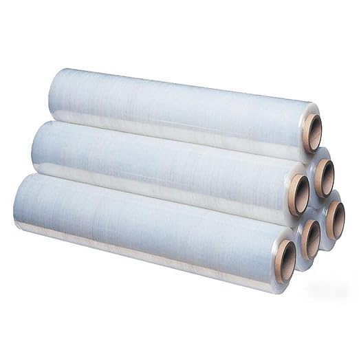 APQ 4 Rolls of Blown Hand Stretch Film 18" x 2000'. Clear Hand Stretch Wrap, 60 Gauge. Tear Resistant Residue Free Film for Moving, Shipping, Wrapping. Industrial Grade Pallet Shrink Wrap Film.