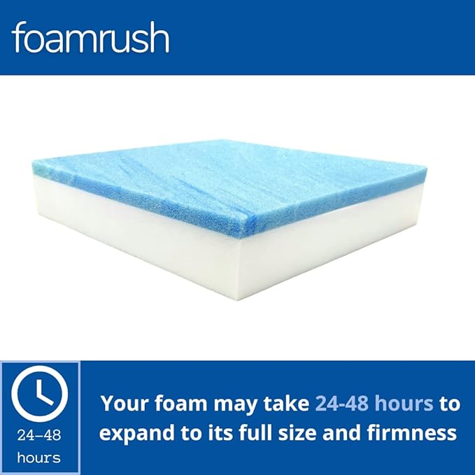 FoamRush 11" x 24" x 27" Gel Memory Foam Bench Cushion Replacement Medium Firm (Upholstery Foam, Seat Replacement, Upholstery Sheet, Foam Rubber Padding, Couch, Sofa Cushion, Mattress) Made in USA