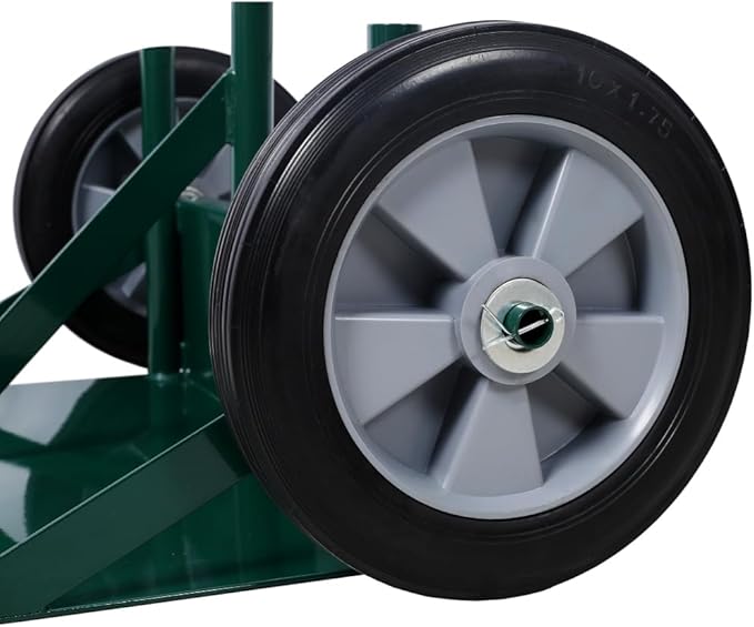 Heavy Duty 440lbs Capacity Welding Cylinder Hand Truck - Dual Oxygen Acetylene Tank Cart Dolly with 10" Solid Rubber Wheels, Tool Box & Welding Rod Holder, Green
