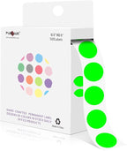 PARLAIM 1/2 Inch Round Adhesive Color-Code Dot Stickers,500 Stickers Inventory Dots Label in Dispenser Box,Fluorescent Green Circle Coding Labels for Office Home(Fluorescent Green)