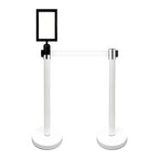 VIP Crowd Control Retractable Belt Stanchion Queue Safety Barrier Set, 36" Ht, 78" Belt + Wall Bracket (6 WHT Posts WHT Belt + SFrame + WBracket)