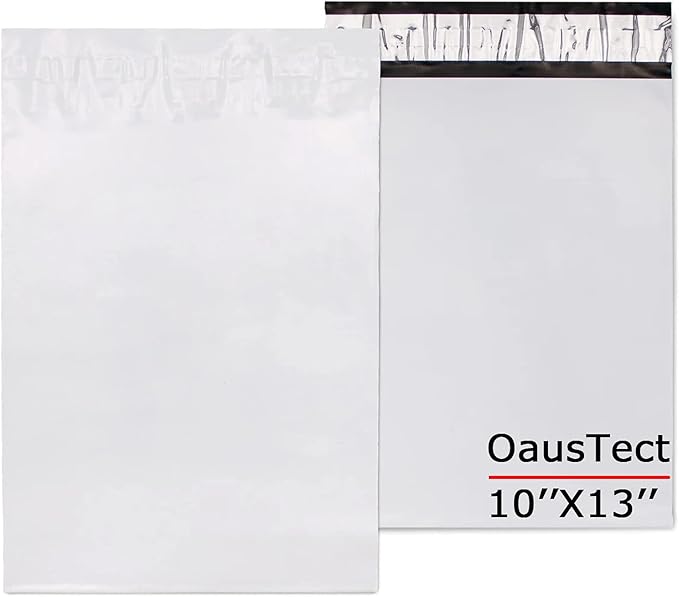 OausTect White Poly Mailers 10X13 inches,100 Pack Shipping Bags with Strong Self-sealing Adhesive Waterproof and Tear Proof for Clothing,Books